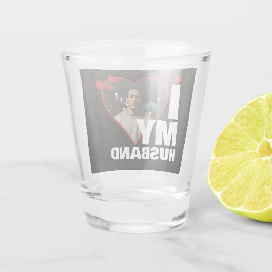 Verre A Shot Personnalisé J'Aime Mon Mari Coeur Photo (Dos)