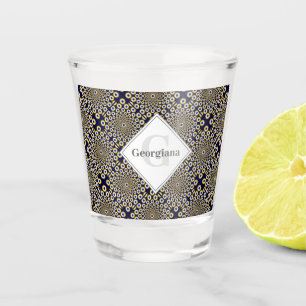 Verre A Shot Personnalisé Nous Vous Regardons Marine & Or Carre