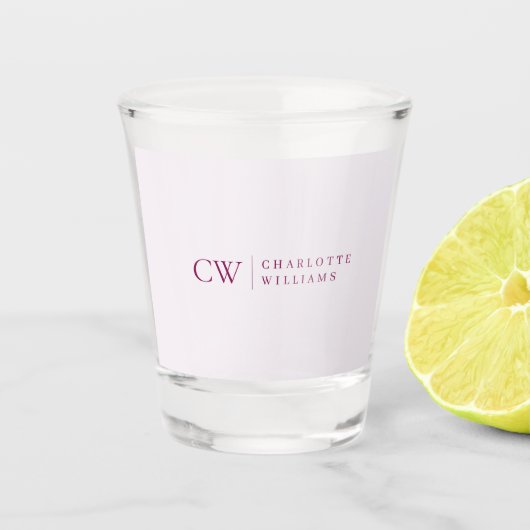 Verre à shot personnalisé rose avec monogramme (Devant)