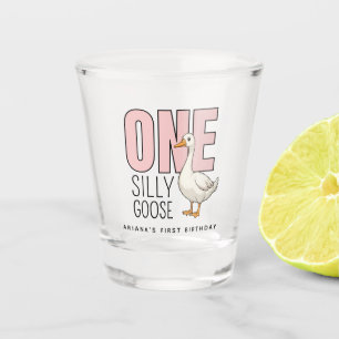 Verre A Shot Personnalisé Rose moderne une oie sotte premier an