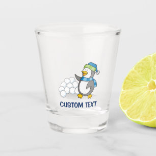 Verre A Shot Petit manchot avec boules de neige agitant