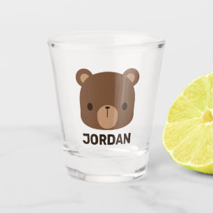 Verre A Shot Petit ours Brown mignon avec nom personnalisé