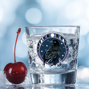 Verre A Shot Phases de la lune corail Étoiles Bleu