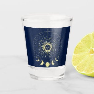 Verre A Shot Phases de la lune solaire céleste Zodiac