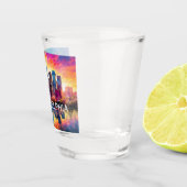 Verre A Shot Philadelphie colorée Skyline Art Abstrait (Droite)