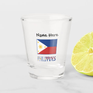 Verre A Shot Philippines et drapeau philippin et votre nom coup