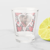 Verre A Shot Photo de Coeurs et Fleurs rouges, noirs et blancs (Dos)