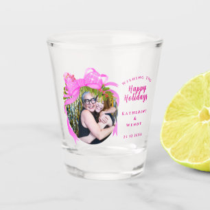 Verre A Shot Photo de Noël Ruban Rose Pailleté