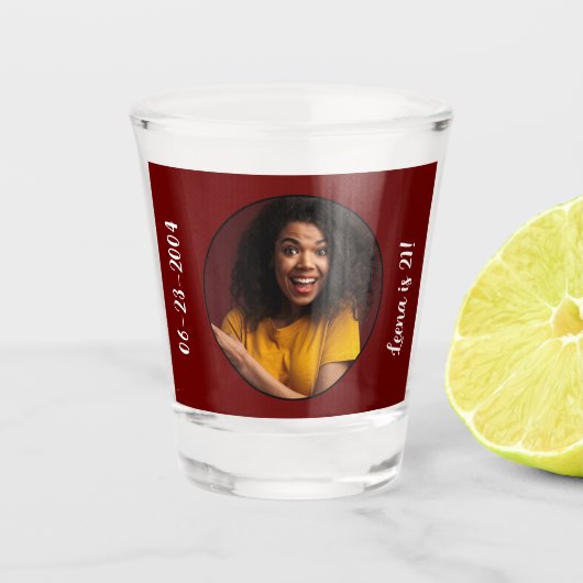 Verre A Shot Photo du 21e anniversaire Cadre (Devant)