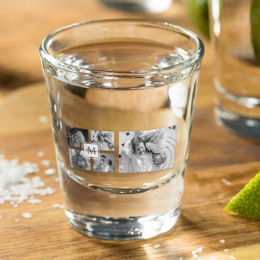 Verre A Shot Photo Famille Collage tendance Noir & Blanc Initia