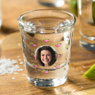 Verre A Shot Photo personnalisé visage & cocktail   Rose person