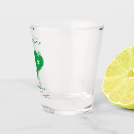 Verre A Shot Pickleball Mariage rose et vert Preppy (Droite)