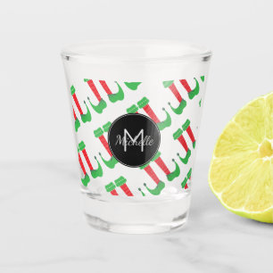 Verre A Shot Pieds de Lutin de Noël Monogramme Personnalisé