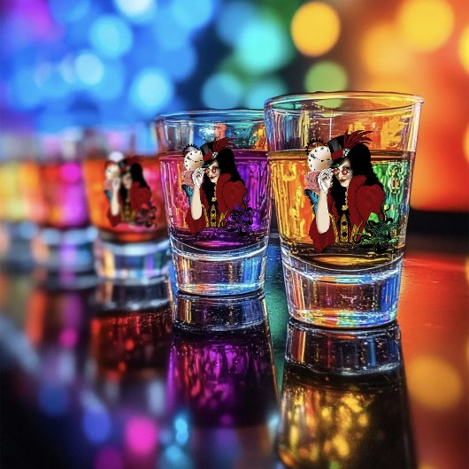 Verre A Shot Pieuvre noire rouge victorienne