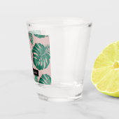 Verre A Shot Pink & Green Palm Feuille Motif & nom (Droite)