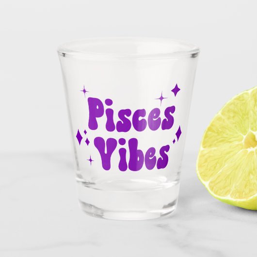 Verre A Shot Pisces Vibes Zodiac Astrologie Violet Étoiles (Devant)