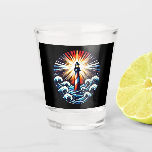 Verre A Shot Pixel Lighthouse - Ocean Waves & Coastal Beacon (Devant)