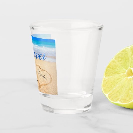 Verre A Shot Plage Coeurs de mariage dans le sable Bienvenue ve (Droite)