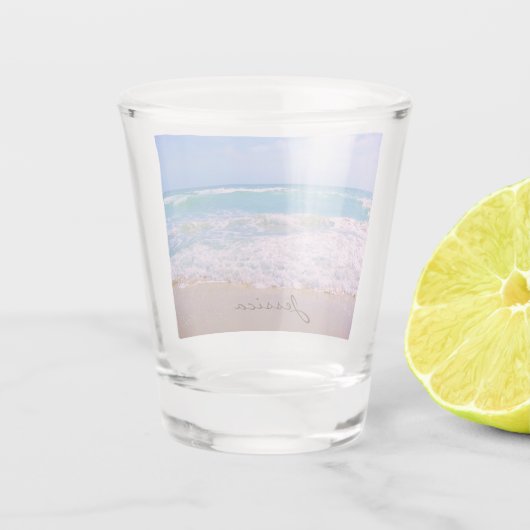 Verre A Shot Plage et mer magnifique Nom personnalisé (Dos)