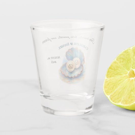 Verre A Shot Plage Mariage Pearls Shell Elégant Océan Thème Gi (Dos)