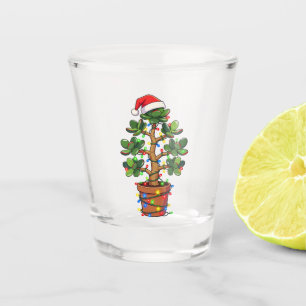 Verre A Shot Plante de Jade Enveloppée de Lumières de Noël Jard
