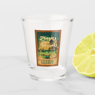 Verre A Shot Playa del Carmen Mexique Palm Tree Vintage voyage