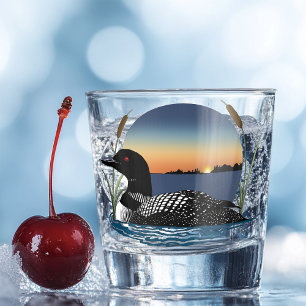 Verre A Shot Plongeon commun serein Coucher de soleil Bleu Faun