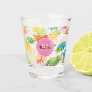 Verre A Shot Plumes aquarelle tropicales personnalisées