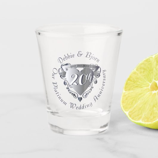 Verre A Shot Plus grand coeur du 10e, 20e, 25e anniversaire de  (Devant)