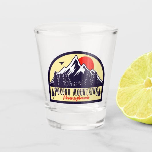 Verre A Shot Poconos Pennsylvania PA Mountain Gift Retro (Devant)