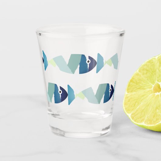 Verre A Shot Poisson bleu de natation Abstraite (Devant)