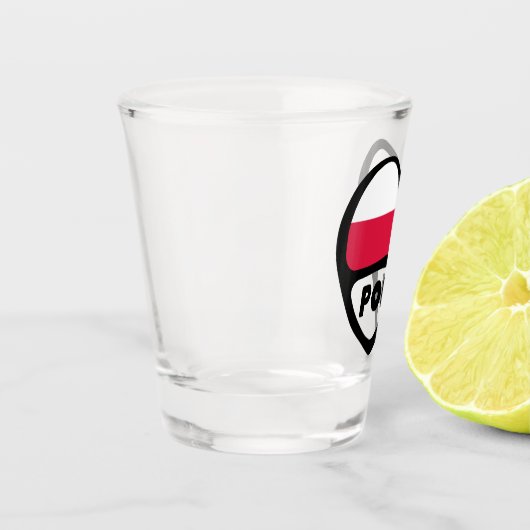 Verre A Shot Pologne Code du Pays Coeur du Drapeau, POL (Gauche)