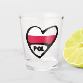 Verre A Shot Pologne Code du Pays Coeur du Drapeau, POL (Devant)