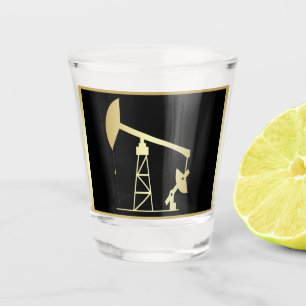 Verre A Shot Pompe Jack Black de puits de pétrole et or