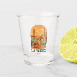 Verre A Shot Pont Golden Gate de San Francisco Vintage Rétro