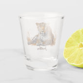 Verre A Shot Portrait animal sauvage léopard Nom personnalisé (Dos)