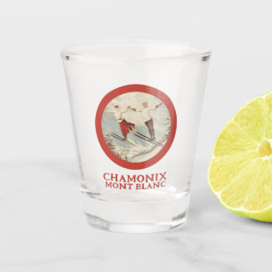 Verre A Shot Poster de ski Vintage de Chamonix Mont Blanc