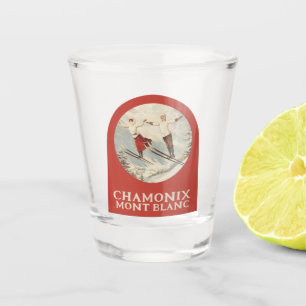 Verre A Shot Poster de ski Vintage de Chamonix Mont Blanc