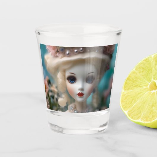 Verre A Shot Poupée Vintage bleue, (Devant)