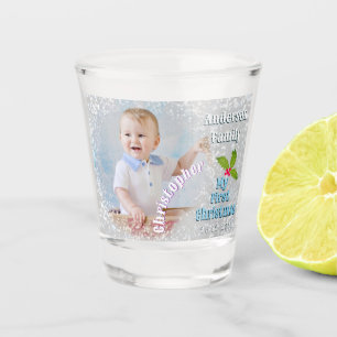 Verre A Shot Première photo de bébé Noël Flocons de neige Gris