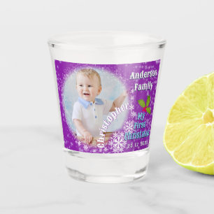 Verre A Shot Première photo de bébé Noël Flocons de neige Viole
