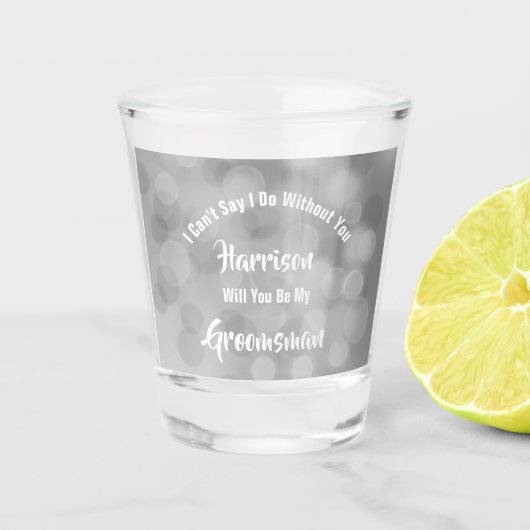 Verre A Shot Proposition Groomsman Bubly Sparkly Silver (Devant)
