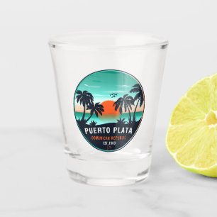 Verre A Shot Puerto Plata Dominicaine Retro Sunset Souvenir 60s