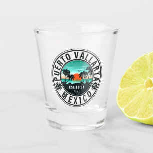 Verre A Shot Puerto Vallarta Mexique Retro Sunset Souvenirs 60s