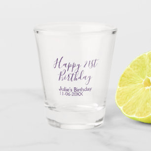 Verre A Shot Purple heureux 21e anniversaire nom date Porte - c