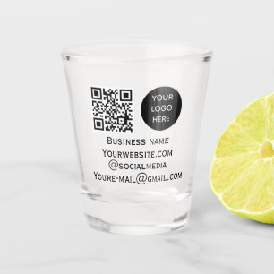 Verre A Shot QR Code Business Logo Professionnel Noir Moderne