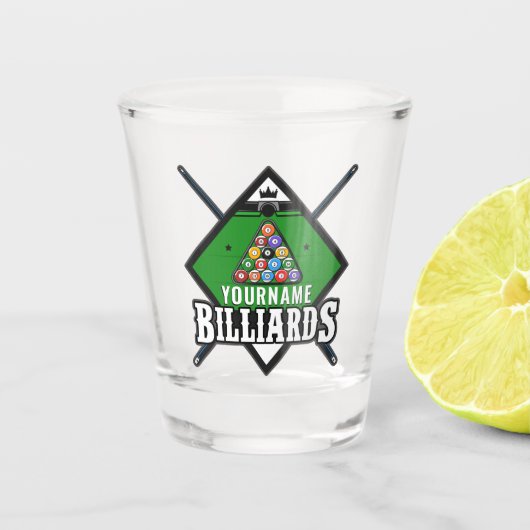Verre A Shot Rack de queue personnalisé Billard NAME Salle de b (Devant)