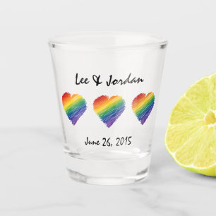 Verre A Shot Rainbow Scribble Heart personnalisable
