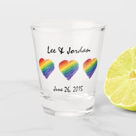 Verre A Shot Rainbow Scribble Heart personnalisable (Devant)