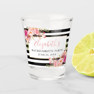 Verre A Shot Rayé floral de rose de partie de Bachelorette